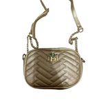 Badgley Mischka  Gold Camera Bag Cross‎ Purse Handbag Vegan Leather Studio Photo 1