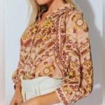 Cleobella  Raffia Floral Long Sleeve Top Size Medium Photo 1