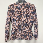 J.Crew  Floral V-Neck Tie Waist Wrap Blouse Top Women's Size 4 Pink Navy Blue Photo 7