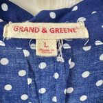 Grand and Green blue and white polka dot button down shirt Size L Photo 6
