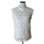 Nanette Lepore  Crochet Floral Lace‎ Top Women M White Cottagecore Coquette Mock Photo 2