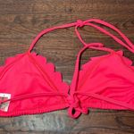 Free People Halter Triangle Bikini Top Scalloped Neon Pink Small Photo 2