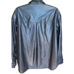 American Eagle Oversized Vegan Leather Shacket Black Long Sleeve Size L Photo 4