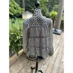 Old Navy  Top S White Black Long Sleeve Square Neck Elastic Button Cuff Boho Photo 2