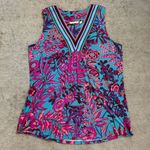 Soft Surroundings  Floral Embroidered Sleeveless V-Neck Top Purple Photo 0