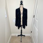 Johnny Was NTM:  Black Velvet Embroidered Floral Open Front Cardigan Size M Photo 1