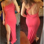 Katie May Winnipeg One Shoulder Ruched Knit Gown in Coral Size Large Photo 2