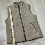 Cambridge Dry Goods Quilted Vest Beige Stand Collar Zipper Pockets Women Preppy Brown Size M Photo 3