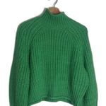 H&M ladies pullover cropped chunky knit vibrate green cozy sweater size small Photo 1
