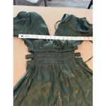 Heart & Heels Green Metallic Ruched Cutout V Neck Long Sleeve Mini Dress Size S Photo 2