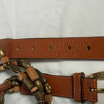 The Limited  Brown Leather Brass Wood Belt Photo 2