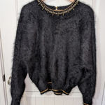 Vintage Tulip Korean Brand Angora/Nylon Embellished Sweater Black Gold Size undefined Photo 0