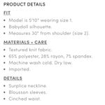 Torrid  womens size 0(10) textured Knit Surplice Puff Sleeve Babydoll Top v neck Photo 10