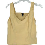 EXPRESS Smocked Crop Top Sleeveless Light Yellow Y2K Linen Blend Size M Photo 0