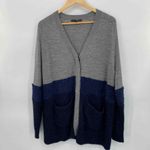 Tibi  Cardigan Sweater Womens Small Gray Blue‎ Fuzzy Knit Pockets Button Front Photo 1