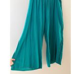 Oh My Gauze Kate Pants Size 2 Large XL Green Teal Slit Legs Wide Leg Lagenlook * Photo 0