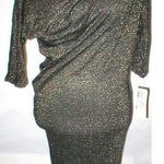 French Connection NWT 6 New Metallic Gold Dress Black White Womens Sexy Sleeves Photo 0