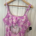 California Waves Purple And White Tie Dye One Piece Swimsuit‎ Size 3X Photo 2