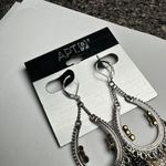 Apt. 9 Tri Tone & Brown Rhinestone Dangle Drop Chain Fringe Pierced Earrings NWT Photo 8