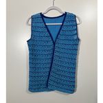 Handmade  Knit Vest in Blue Open Size Photo 5