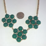 Yochi Brand Gold Tone & Green Jade Color Boho Retro Bubble Statement Necklace Photo 1