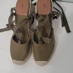 Ralph Lauren Olive Green Espadrille Wedge Sandals Size 7 New Photo 3
