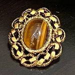 Vintage Unsigned Victorian Revival Tiger Eye Brooch Photo 5