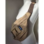 KAVU Rope Sling Bag Tan Beige Canvas Crossbody Outdoor Travel Daypack Flaw Read Photo 5