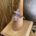 Double Flower Cz Heavy Sterling Silver Ring 2009 Era Pink Size 8 Photo 10