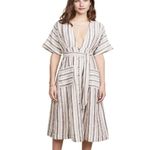 Free People  Monday Striped Linen Midi Dress XS Photo 2