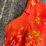Vtg Y2K Silk Mini Dress Tropical Floral Hawaiian Sz Small Orange Red Photo 10