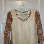 Gimmicks by BKE  Tan/Orange Sheer Split Back Blouse size M Photo 8