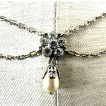 BW silver tone pearl rhinestone necklace Photo 1