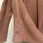 Garnet Hill  Open Front Cardigan Sweater Cashmere Blend Lace Detail Pink‎ Size M Photo 1