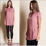 Mind Code  Lace Up Front Short Sleeve Tunic Size Small Photo 1