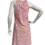 Jude Connally Sz XS Lisa Pink Orange Geo Print Keyhole Stretch Sleeveless Dress Photo 4