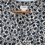 J.Crew Navy & Blue Floral Shirt Sleeve Tie Front Butt Down Cotton Casual Shirt S Photo 3