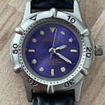 Fossil  Ladies Watch Black Leather Strap Purple Dial Luminous Hands Photo 0