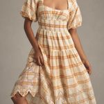Anthropologie By  Puff-Sleeve Eyelet Midi Dress Photo 3