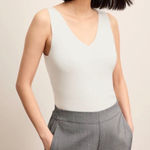 MM.LaFleur  The Peggy Knit Ivory White Sleeveless V Neck Tank Top Photo 0