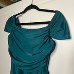 Faeriesty Teal Off the Shoulder High Slit Evening Gown Blue Photo 5