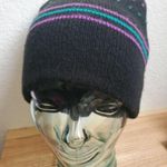 VTG Ski Hat Toque Beanie Warm Knit Cap Pink Aqua Hearts 1980s 1990s Black Photo 4