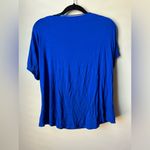 Cable & Gauge  Women Blue Knit Cold Shoulder Open Sleeve Top Size Large Bling Photo 2