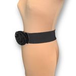 Vintage Belt Black Oversized Floral Detail Stretch Ruffle Romantic Statement Photo 1