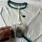 Naketano  White Marble Melange Sweater with Teal Trim Photo 9