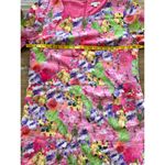 Garnet Hill  Silk Floral Tunic Dress 14 Boho Resort Bright Pink Purple Summer Photo 3