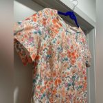 VTG Peach Orange Floral Print Short Sleeve Midi Dress Photo 3