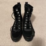 Lucky Brand  Iliana Black Suede Wool Lace Up Hiker Combat Boots Photo 1