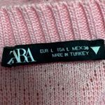 ZARA Women's Pink Cable Knit Short Sleeve Pullover Sweater Shirt Crop Top Size L Photo 2