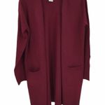 Sweet Romeo Open Drape Front Pocket Cardigan Wine Photo 2
